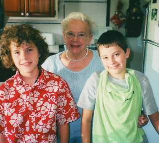 Ruth with grandsons Colin (Hugh's son) and Sam (Scott's son) in about 2003.